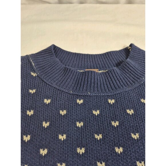 Free People Cropped Sweater Women's Size S Blue Easy Street Patterned Boxy (52) - Picture 8 of 12